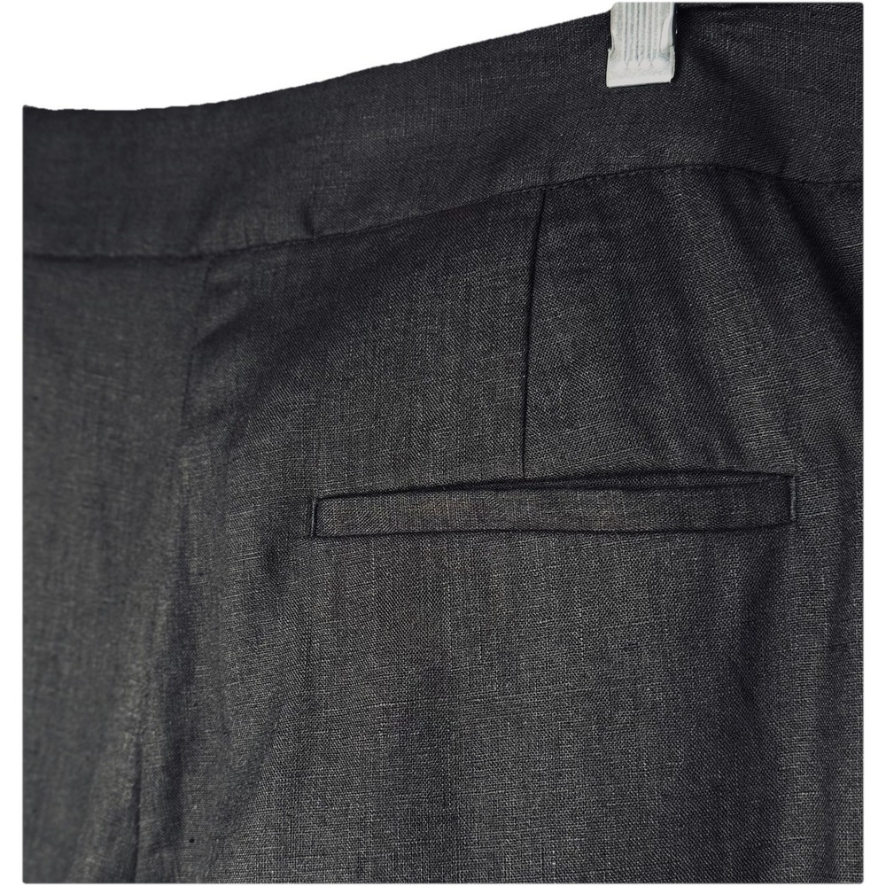 NWOT Massimo Dutti Black 100 Linen Cropped Wide Leg Trousers 8 Flat Zip Pants - Picture 3 of 8